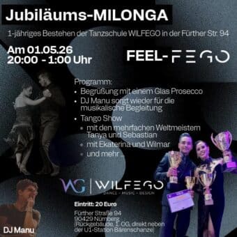 Jubiläums-MILONGA in Nürnberg in der Tanzschule WILFEGO